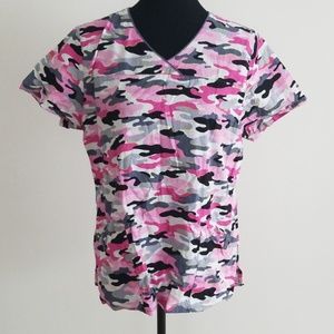 Camouflage scrub top